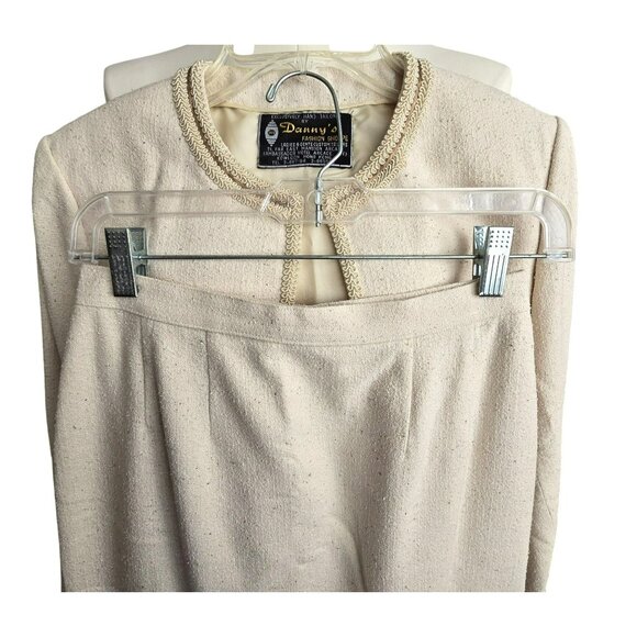 Dannys Fashion Hong Kong Womens Suit Set Jacket Skirt Hand Tailored Beige HS172 - Picture 2 of 16